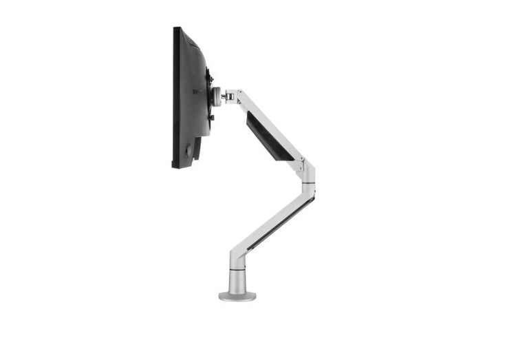Zilveren dynamische monitorarm voor 1 scherm met VESA quick-release