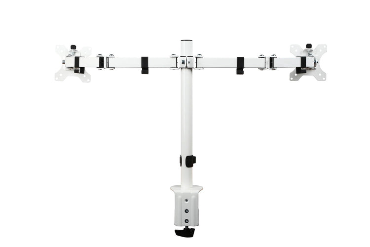 Focus dubbele monitorarm in wit met kabelmanagement