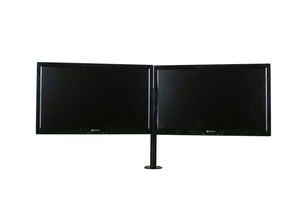 Dubbele zwarte monitor arm Focus