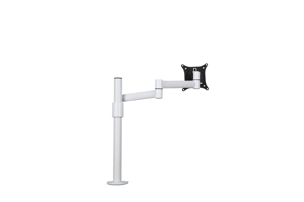 Witte monitorarm voor individueel scherm