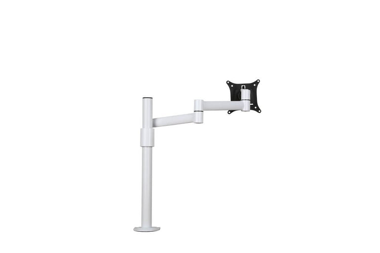 Witte monitorarm voor individueel scherm