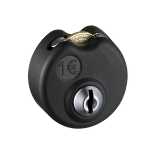 Zwart €1 pandmuntslot 1606 van W&F Locks