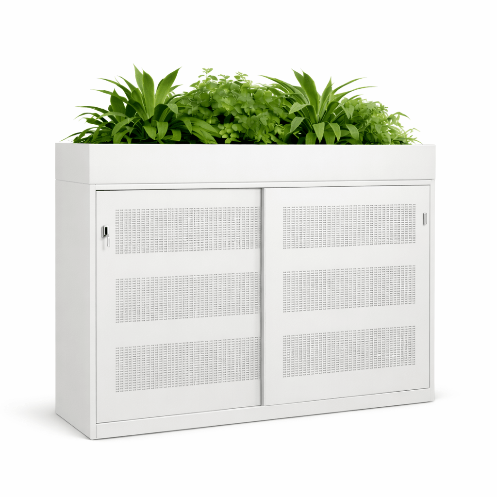 Witte plantenbak DSDA schuifdeurkast 200x50 cm