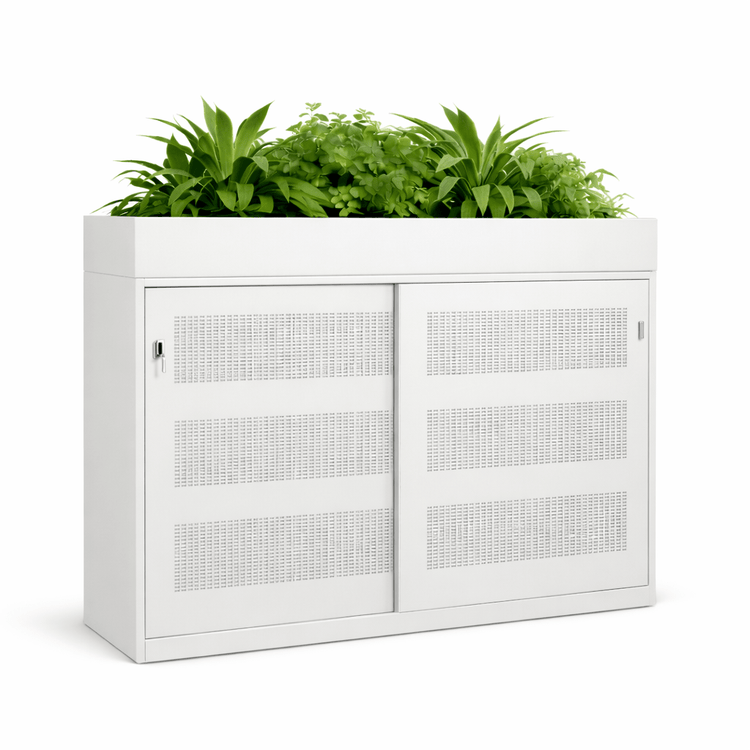 Witte plantenbak DSDA schuifdeurkast 200x50 cm