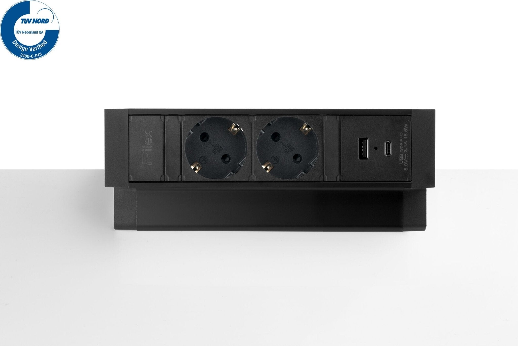 Power Desk-up 2.0 2x 230V, 1x USB A+C charge Zwart van Ceha Europe