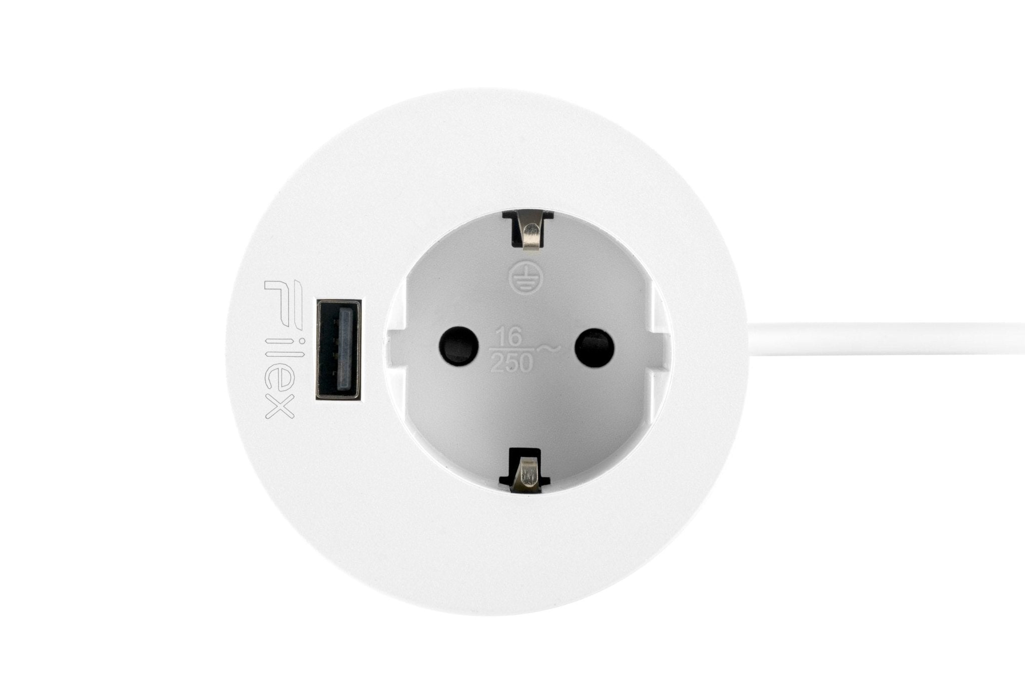 Compacte Power-spot Iinbouwunit in wit met vaste kabel en eGST®-stekker