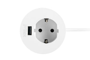 Compacte Power-spot Iinbouwunit in wit met vaste kabel en eGST®-stekker