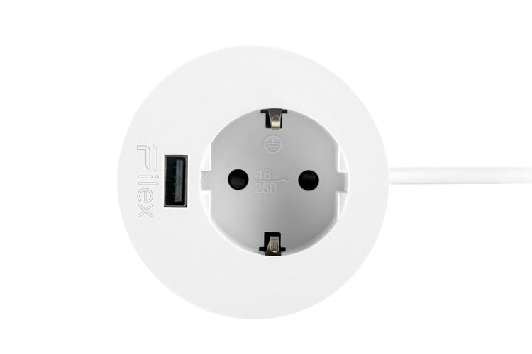 Compacte Power-spot Iinbouwunit in wit met vaste kabel en eGST®-stekker