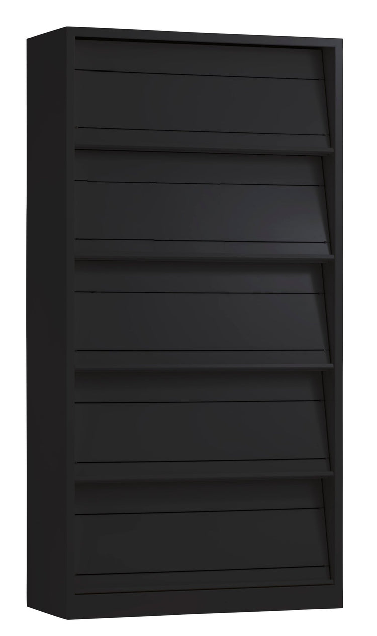 Zwarte presentatiekast met vijf kleppen