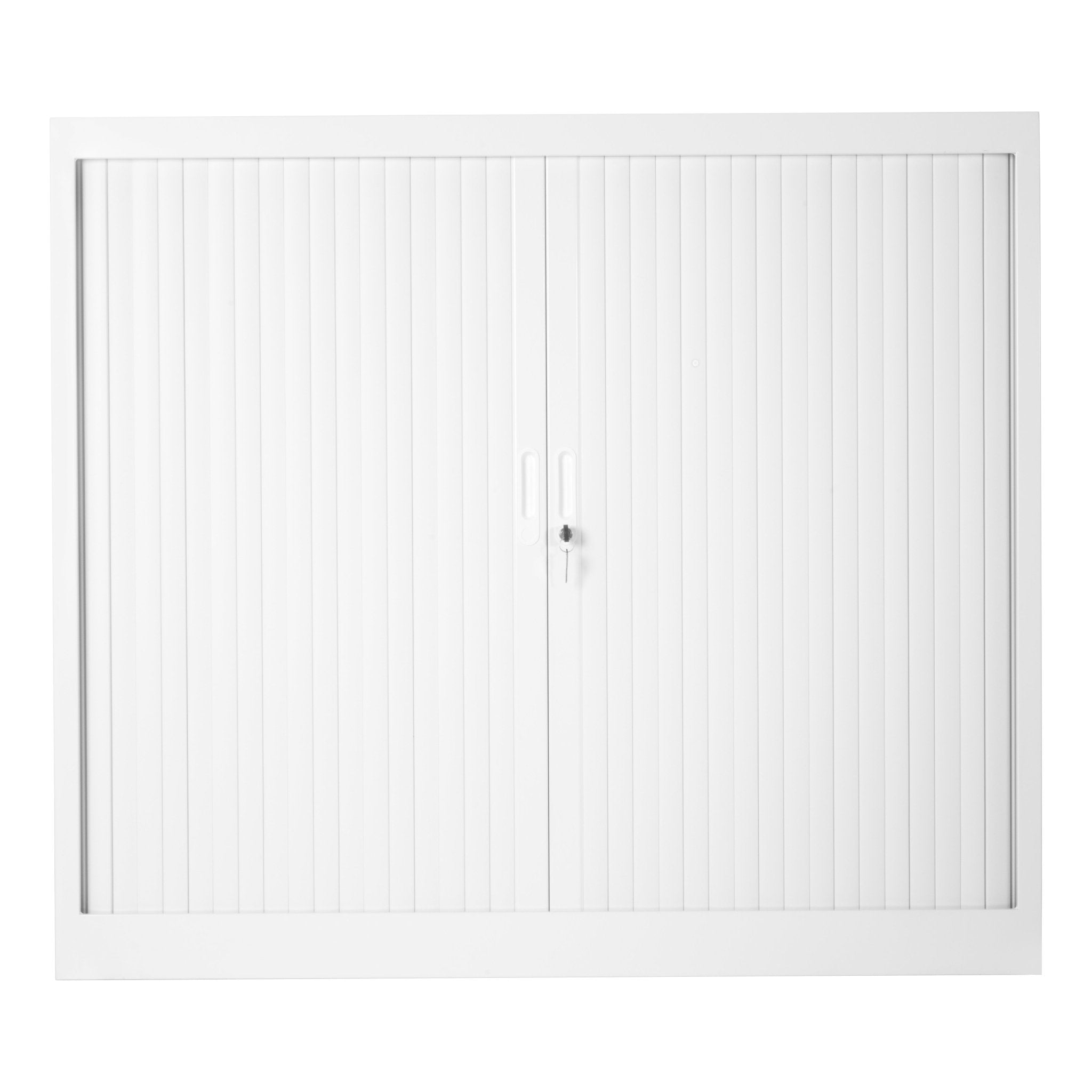 Witte roldeurkast met dichte deuren