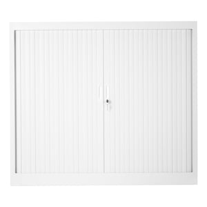 Witte roldeurkast met dichte deuren