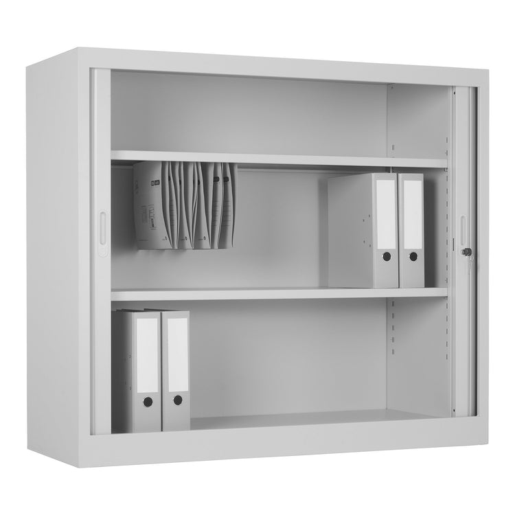 Binnenzijde van lichtgrijze CHS roldeurkast