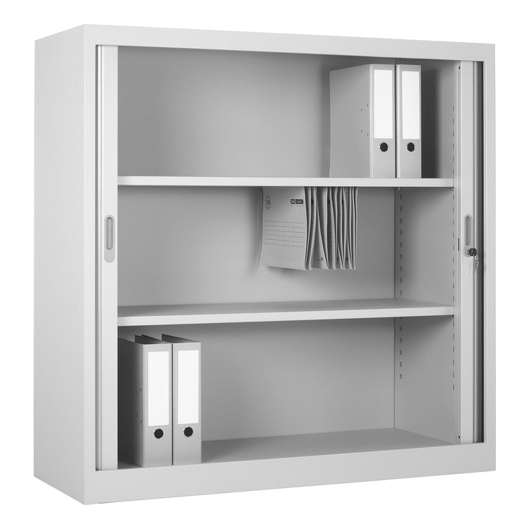 Stalen roldeurkast 120x120 RAL 9006 voor intensief gebruik