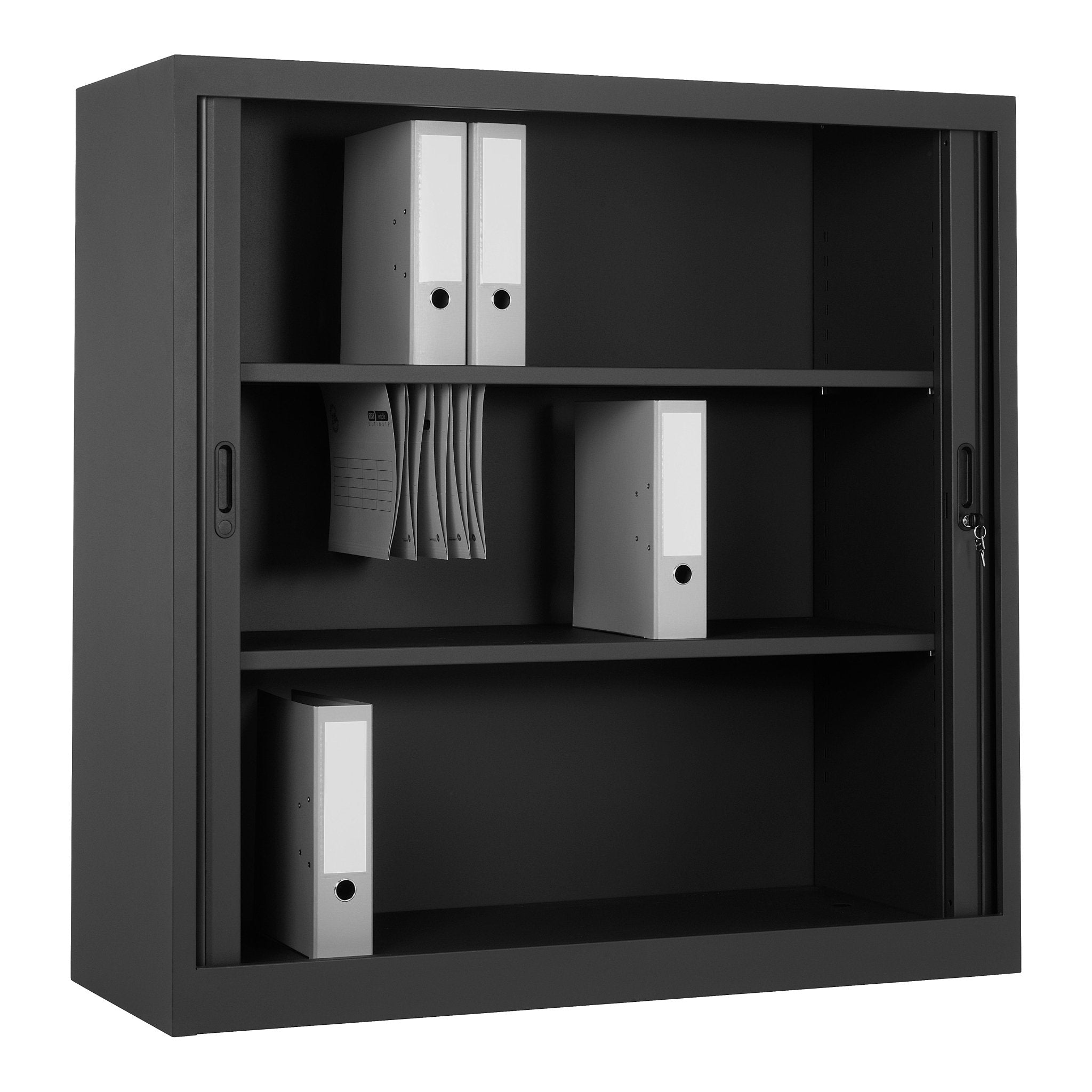 Kantoorroldeurkast 120x120 cm met metalen eindlamel en slot