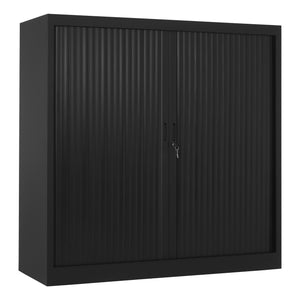 Zwarte roldeurkast staal 120x120 cm met cilinderslot