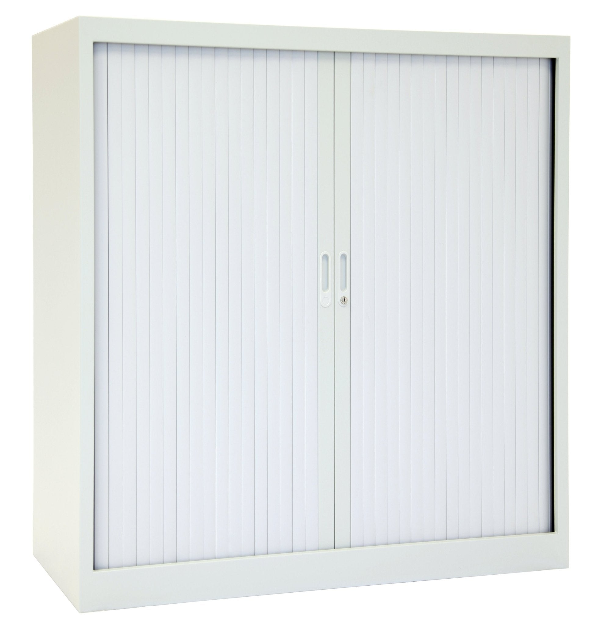 Lichtgrijze kast met cilinderslot