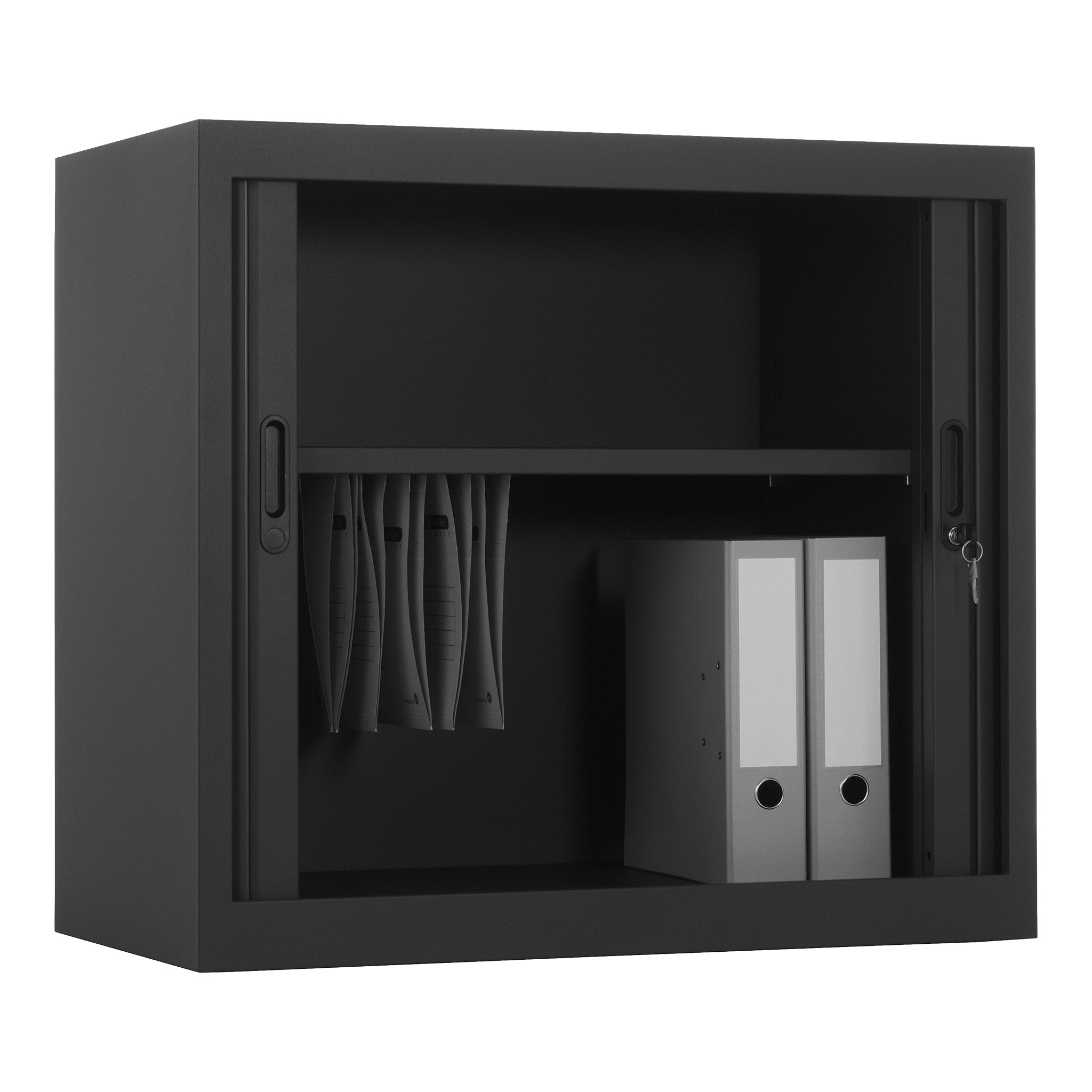 CHS 73x80 roldeurkast zwart met verstelbaar legbord