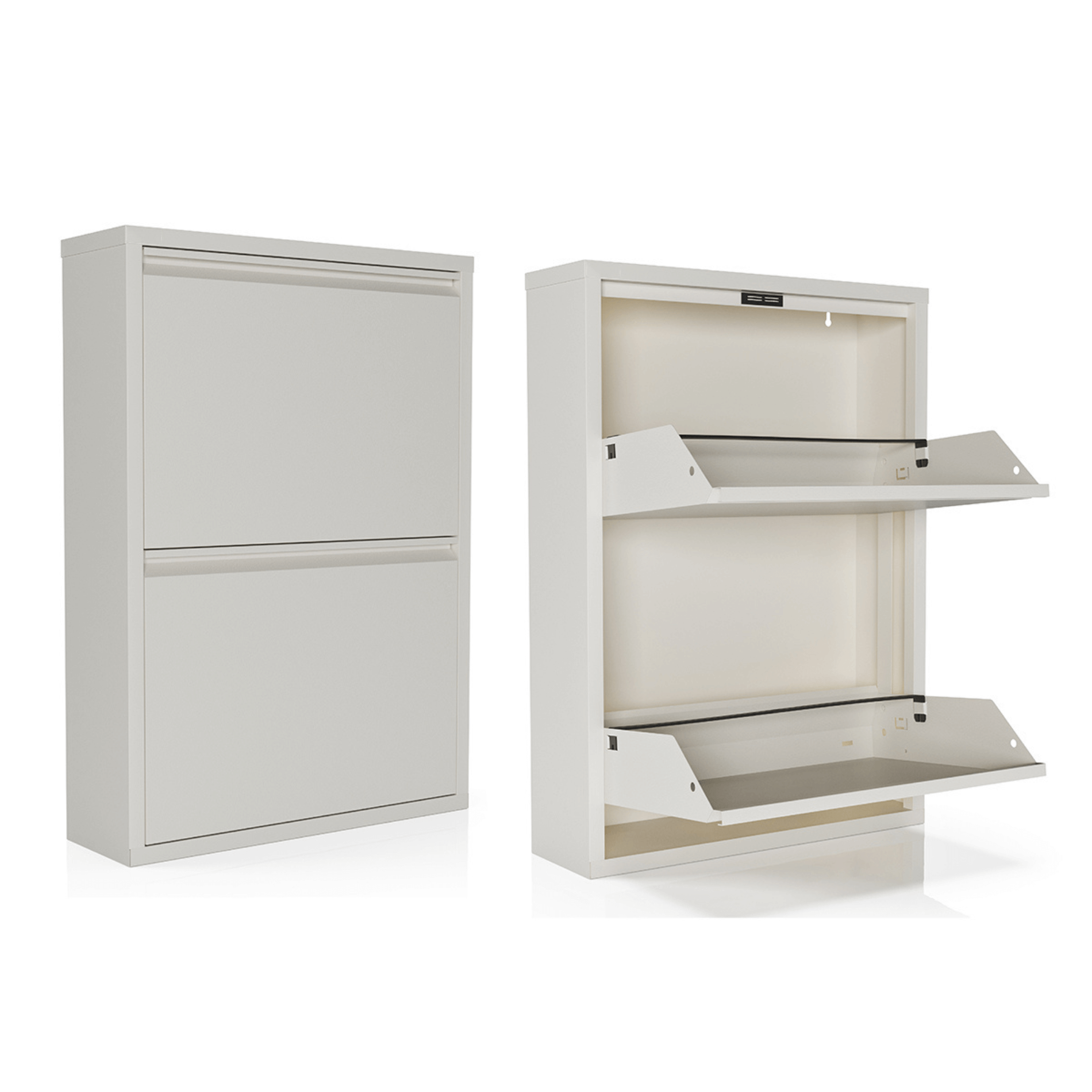 Handige schoenenkast met 2 vakken in wit