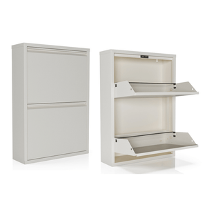 Handige schoenenkast met 2 vakken in wit