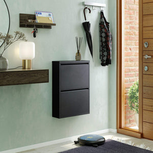 Zwarte schoenenkast met 2 vakken