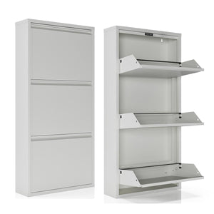 Witte schoenenkast met 3 vakken