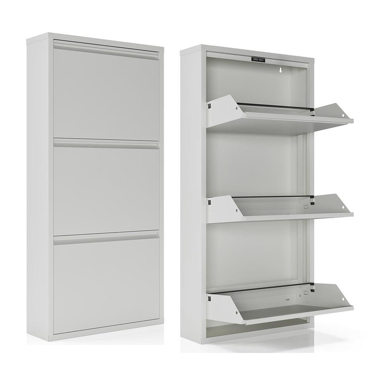 Witte schoenenkast met 3 vakken