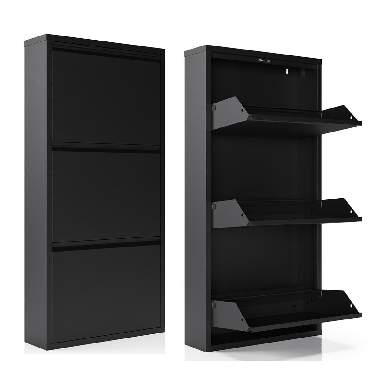 Schoenenkast Bodi in stijlvol zwart met 3 vakken