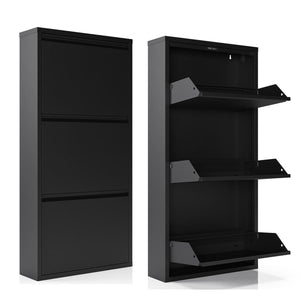 Schoenenkast Bodi in stijlvol zwart met 3 vakken