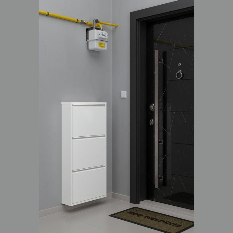 Witte Bodi schoenenkast 3-vaks in entreeruimte