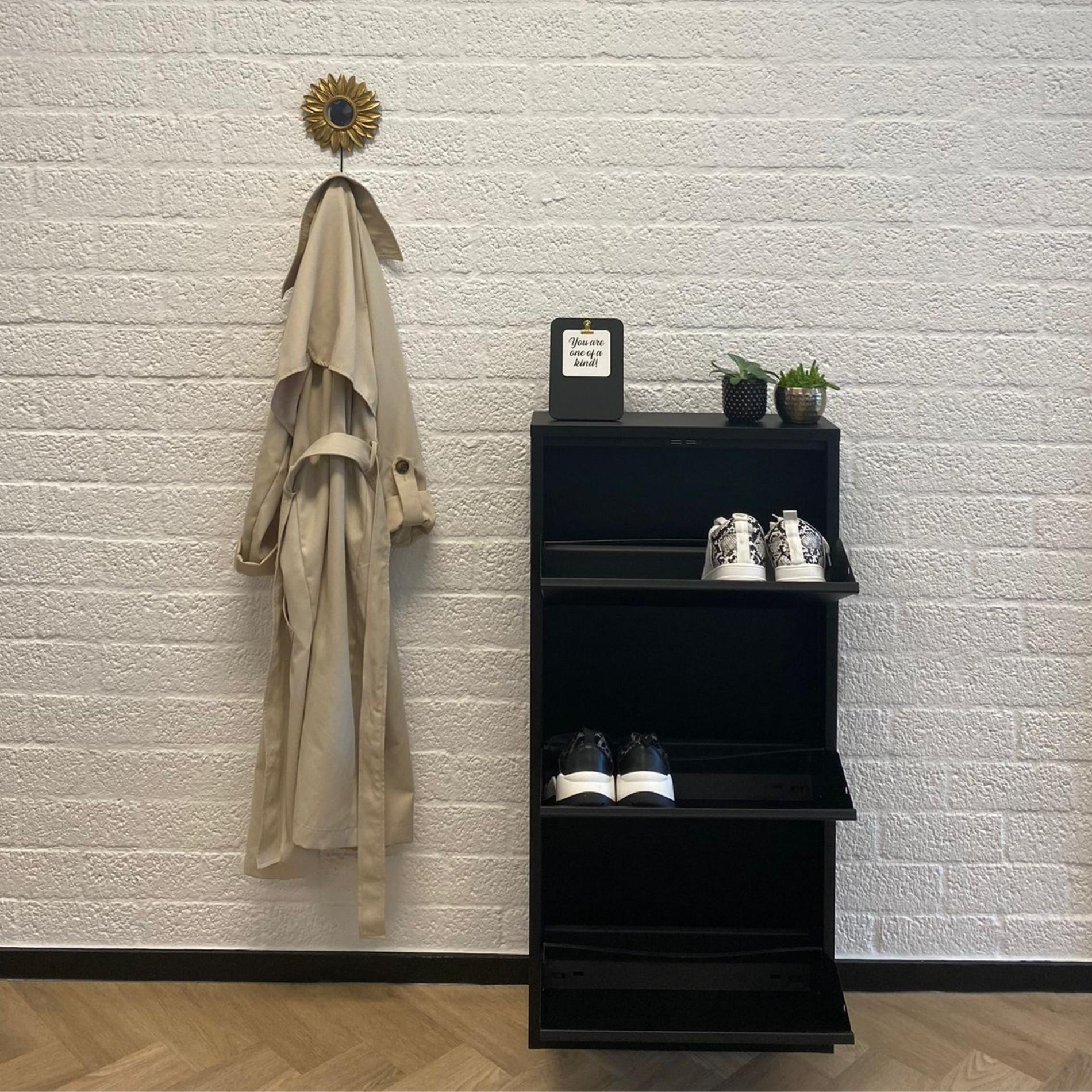 Moderne zwarte schoenenkast Bodi
