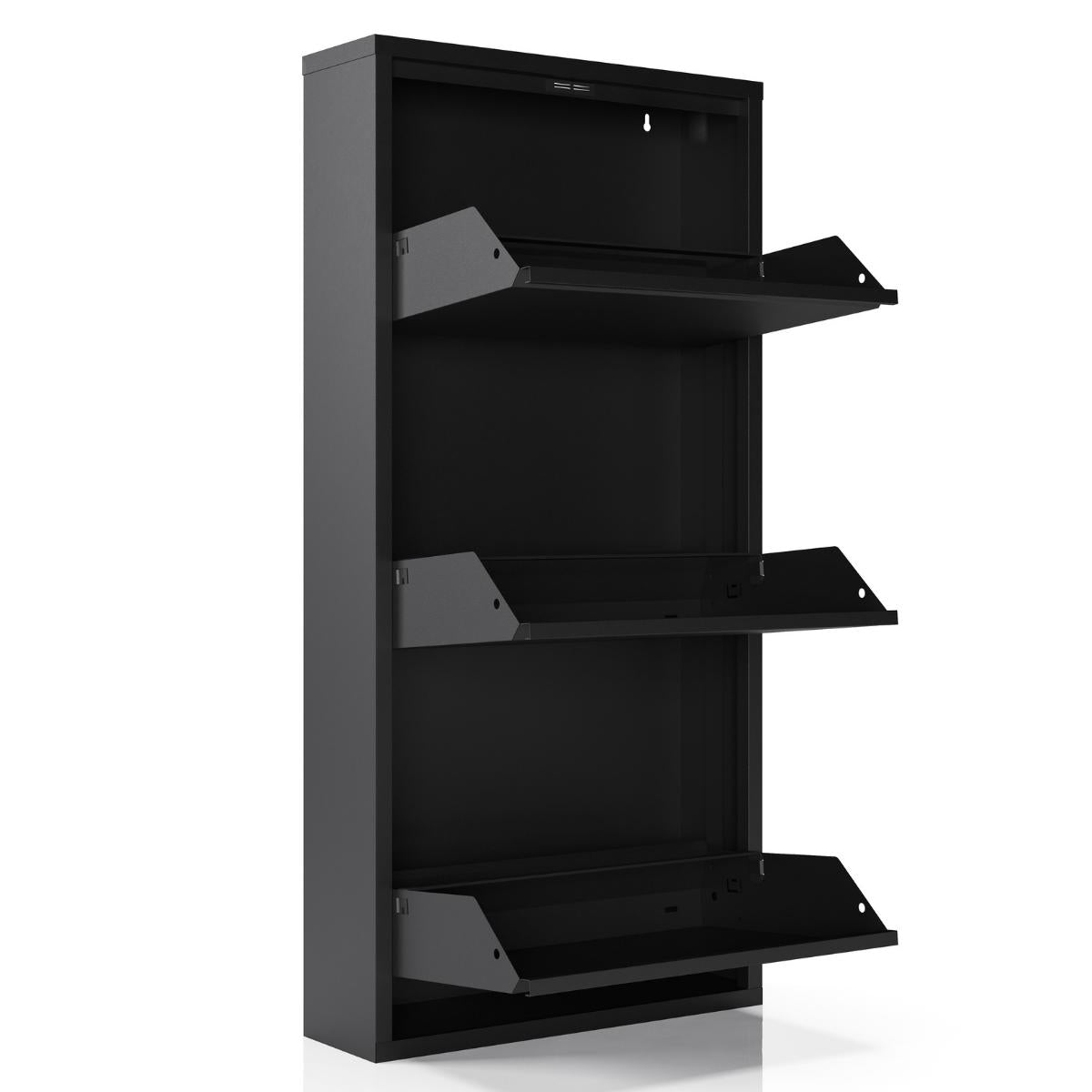 Bodi schoenenkast zwart met 3 vakken