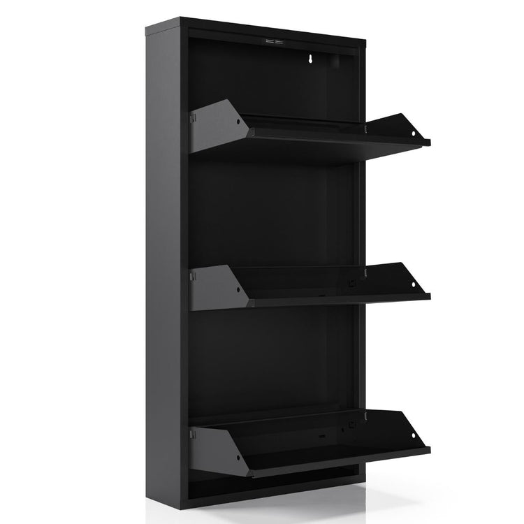 Bodi schoenenkast zwart met 3 vakken