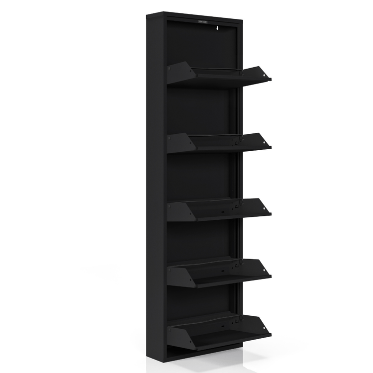 Schoenenkast Bodi 5-vaks Zwart met open vakken