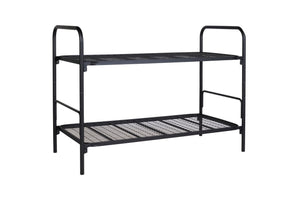 Zwart stapelbed met 2 losse bedden