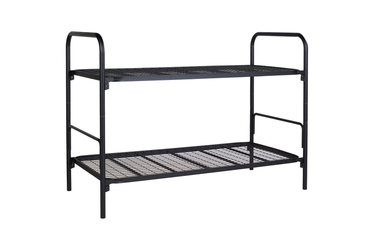 Zwart stapelbed met 2 losse bedden