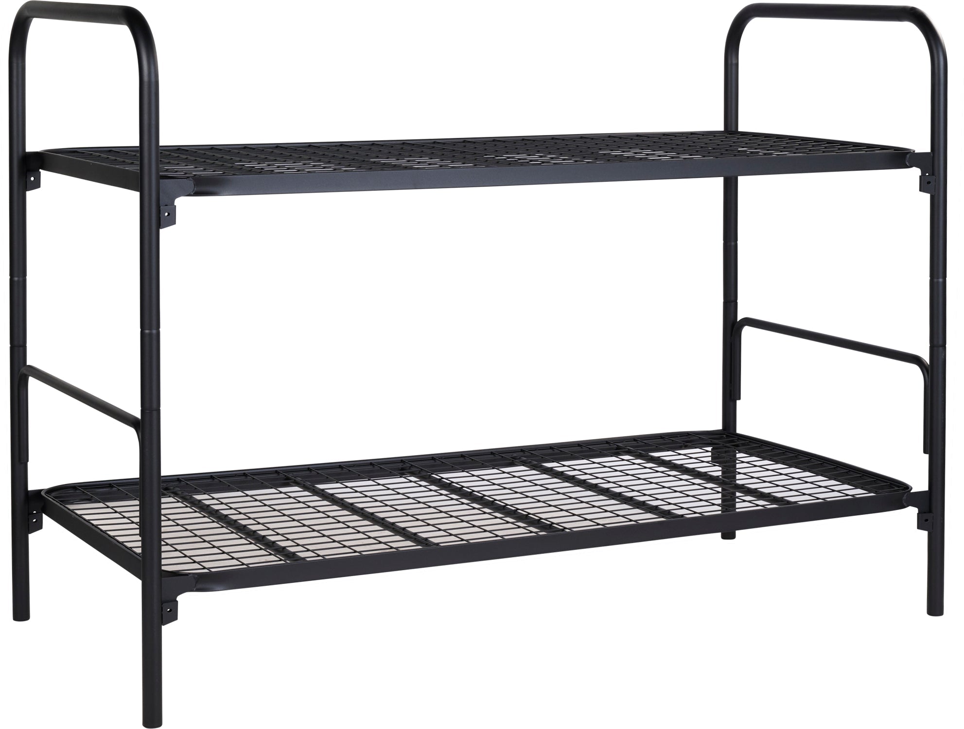 Stapelbed met twee losse bedden in zwart staal