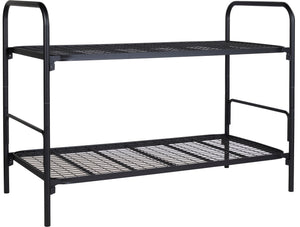 Stapelbed met twee losse bedden in zwart staal