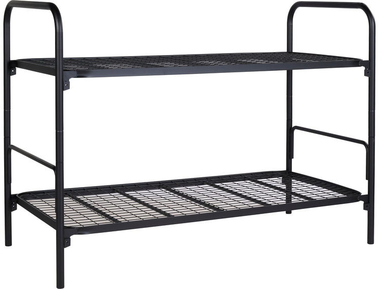 Stapelbed met twee losse bedden in zwart staal