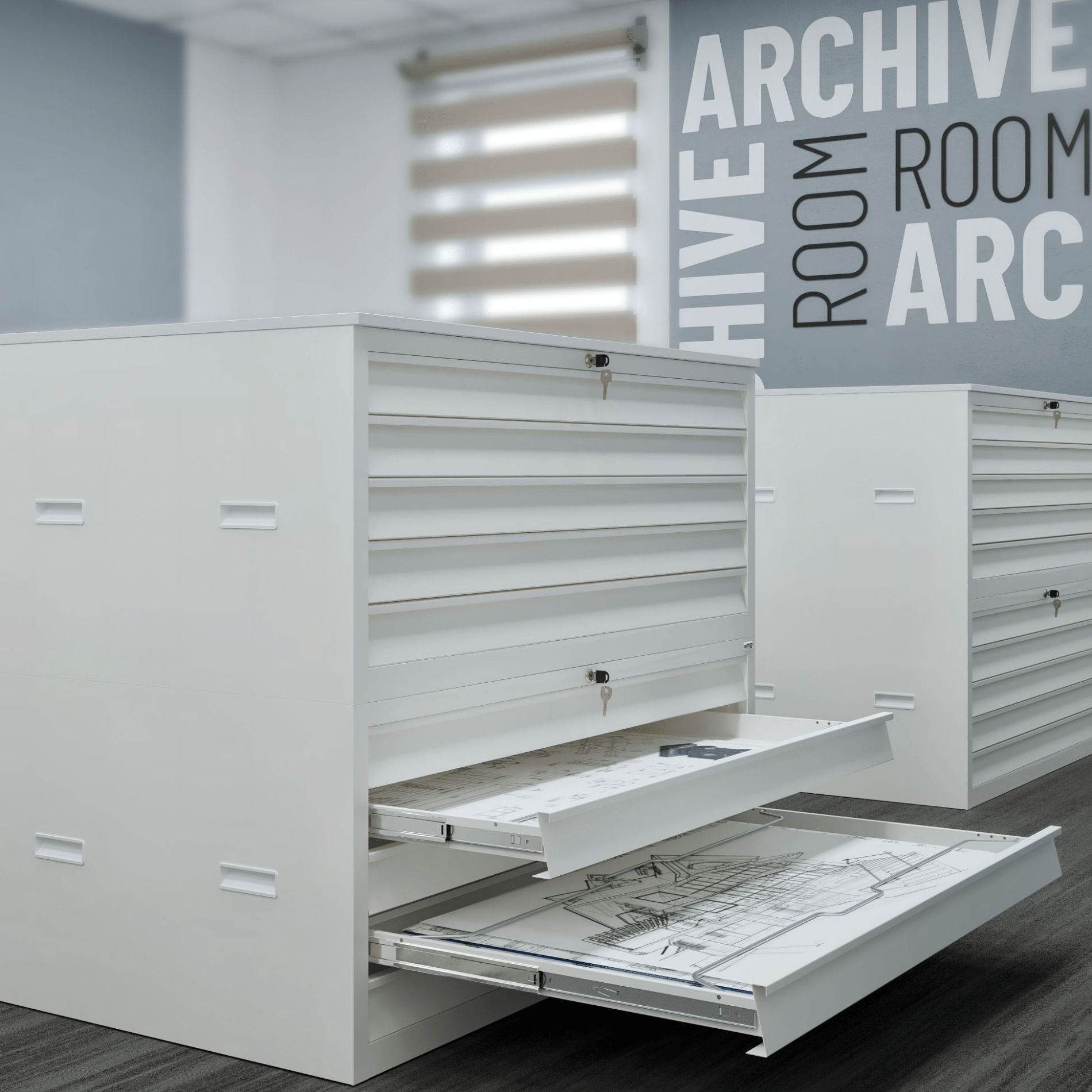 Ladekast wit met topblad als onderdeel van werkplek