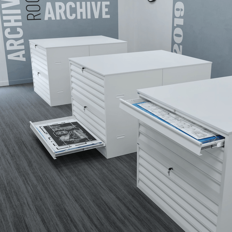 Witte ladekast CH130 met topblad in moderne kantoorruimte