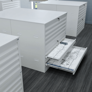 Tekening ladekast met topblad voor kantoor