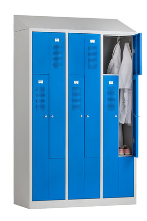 Garderobekast Z-indeling in grijs blauw met ventilatieopeningen