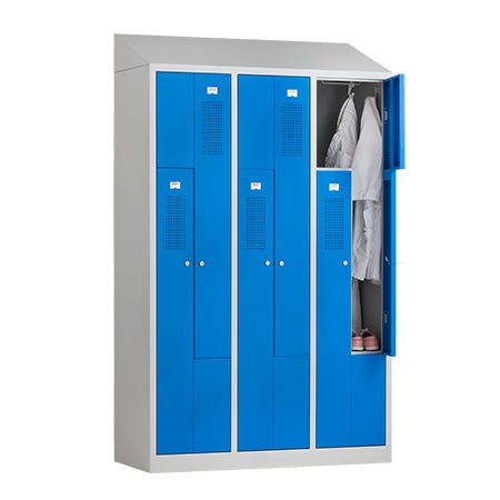 Z-garderobekast THL 180-3.6 met cilinderslot in RAL7035/5015 van Ceha Europe